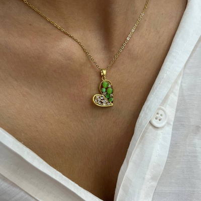 گردنبند استیل مدل قلب سبز