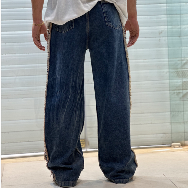شلوار بگ ابی سه خط