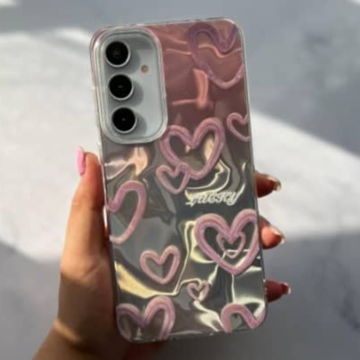 قاب هولوگرامی طرح موج قلب بزرگ سامسونگ |مناسب مدل A06,A26,A36,A56 |سبک، مقاوم