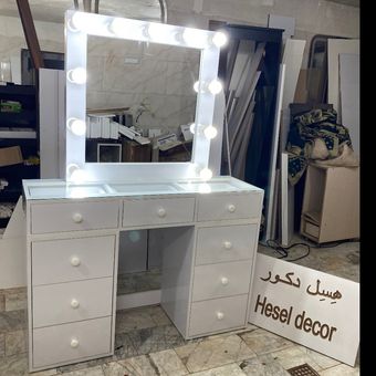 میز آرایشی مدل تارا 2 با 9 کشو با آینه هالیوودی تمام MDF