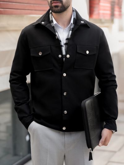 کت کتان مشکی c237