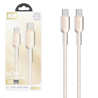 کابل شارژ PD و فست Earldom Type-C To Type-C مدل EC-205C-C 60W - کرم