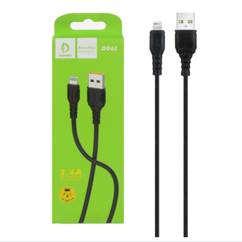 کابل شارژ فست آیفون DENMEN مدل D06L - مشکی (گارانتی دو ساله ایویز)