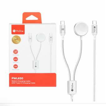 کابل شارژ Type-C to Type-C و شارژر وایرلس ProOne مدل PWL830 - سفید