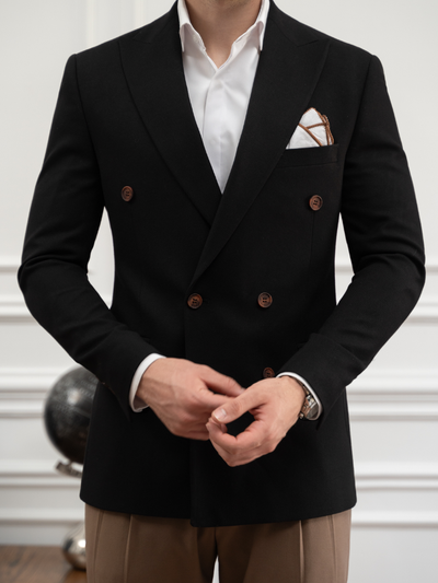 کت دبل برست مشکی کد c208