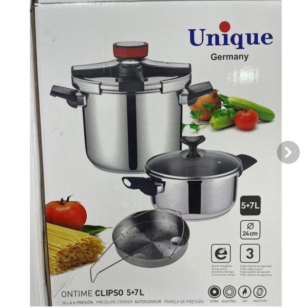 قبل خرید تماس بگیرید زودپز دوقلو یونیک مدل DCS ظرفیت 7 لیتر استیل