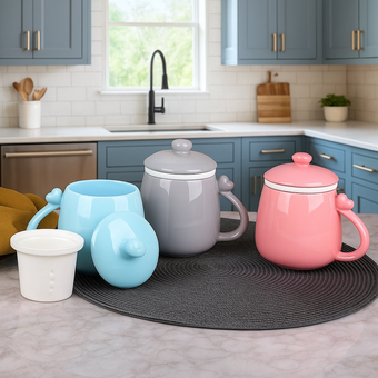 لیوان دمنوش –  در 3 رنگ  (طوسی، صورتی، آبی)