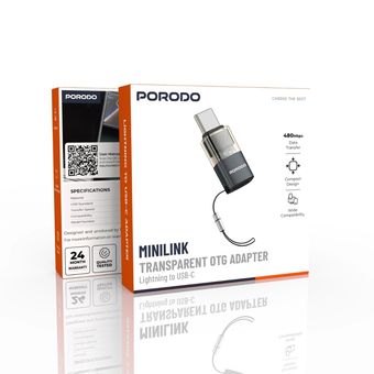 مبدل OTG لایتنینگ به تایپ سی Porodo مدل PDLTOC50GY (Lightning to USB-C)
