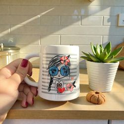 ماگ سفالی طرح دخترانه