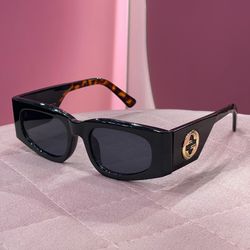 عینک گوچی مشکی پلنگی شیشه دودی