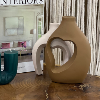 گلدان پلی رزین دوقلو قلبی