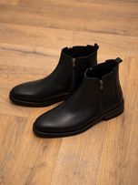 بوت دو زیپ زیره چوبی مشکی sho272