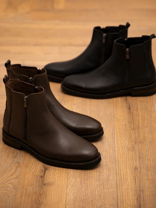 بوت دوزیپ زیره چوبی قهوه ای sho271