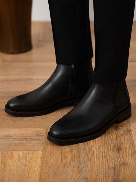 بوت دو زیپ زیره چوبی مشکی sho272