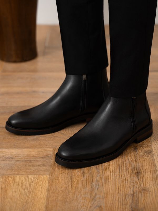 بوت دو زیپ زیره چوبی مشکی sho272