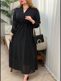 پیراهن حریر راه راه 3995