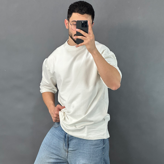 تیشرت دورس بیسیک سفید شیری