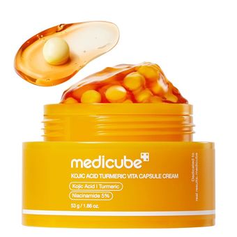 کرم کپسولی روشن کننده و ضد لک  مدی کیوب  حاوی کوجیک اسید و زردچوبه Medicube Medicube Kojic Acid Turmeric Vita Capsule Cream