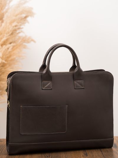کیف قهوه ای اداری چرم کدb185