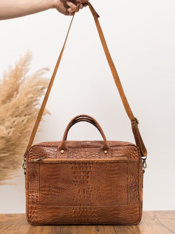 کیف اداری کروکودیل عسلی b183
