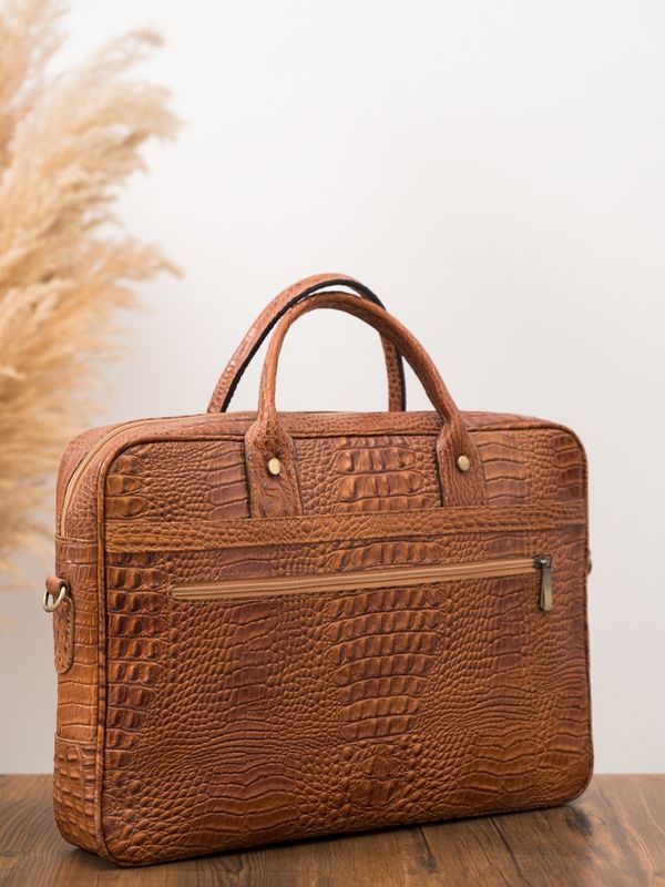 کیف اداری کروکودیل عسلی b183