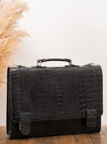 کیف اداری چرم کروکودیلی مشکی b186