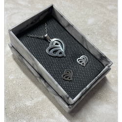 نیم ست دخترانه مدل قلب نقره ای