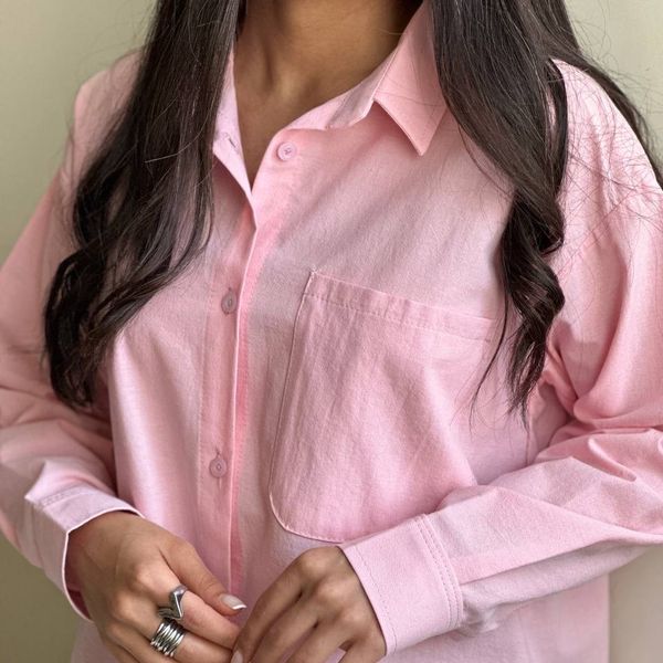 شومیز زنانه لینن پایین هلال جلو دکمه