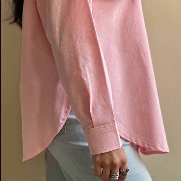 شومیز زنانه لینن پایین هلال جلو دکمه