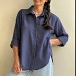 شومیز زنانه حصیری ژاکارد خنک جلو دکمه