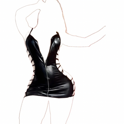 لباس خواب لاتکس چرم دیسکویی زیپ دار