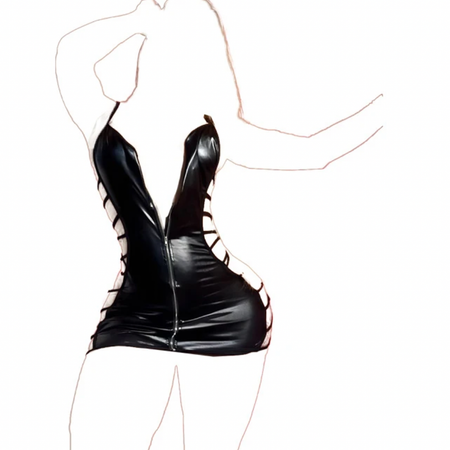 لباس خواب لاتکس چرم دیسکویی زیپ دار