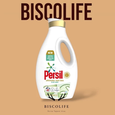 مایع ماشین لباسشویی پوست های حساس پرسیل Persil آلوئه ورا 45بار مصرف انگلیس حجم 1.215 لیتر