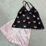 ست تاپ و شورتک ساتن اعلا طرح پروانه