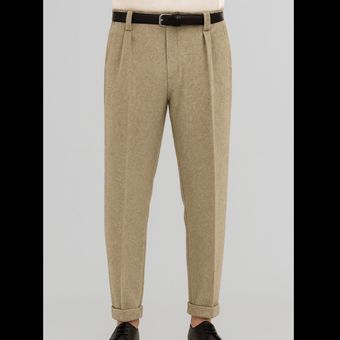 شلوار فوتر کمربندخور از برند SOOMARO -کرم