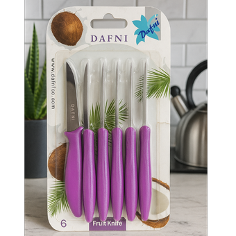 کارد میوه خوری دافنی با تیغه استیل (6 عددی)دسته بنفش
