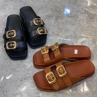 صندل زنانه طبی زارا 2 سگک رنگ مشکی و عسلی سایز 37 تا 40