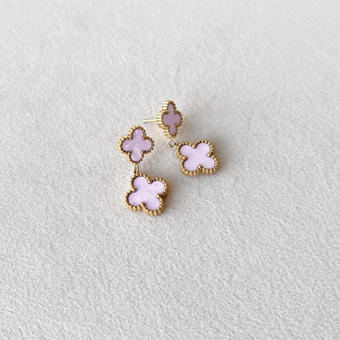 گوشواره ونکلیف 2 گل صورتی