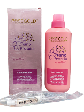 نانو پروتئین ویال دار برند رزگلد rose gold nano protein حجم 800 میلی لیتر