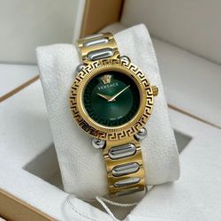 ساعت مچی زنانه ورساچه باتری دورنگ طلایی صفحه سبز