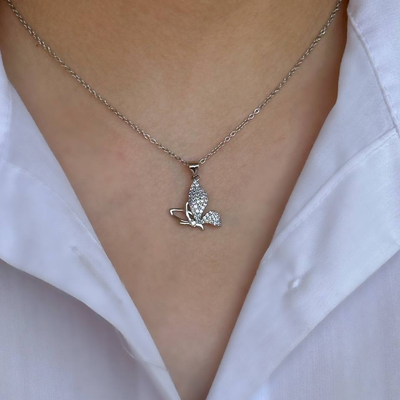 گردنبند استیل مدل پروانه