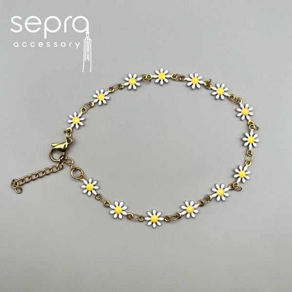 ست گردنبند و دستبند بابونه (استیل رنگ ثابت)