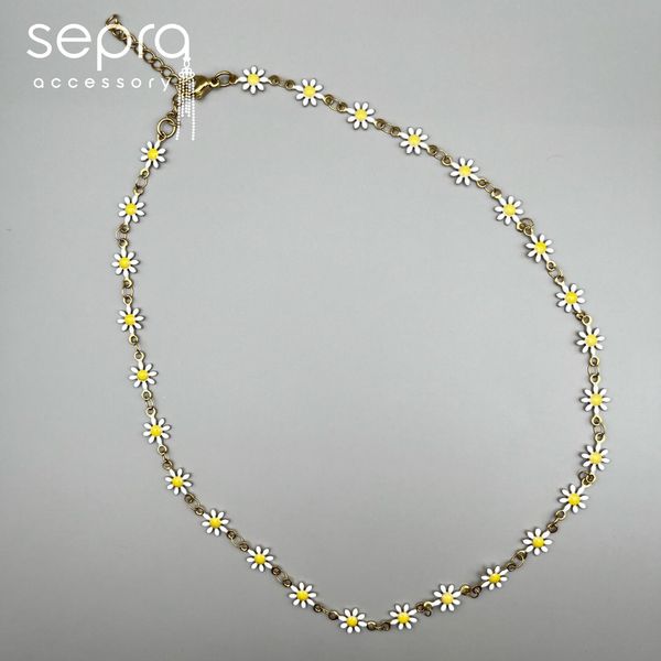 ست گردنبند و دستبند بابونه (استیل رنگ ثابت)