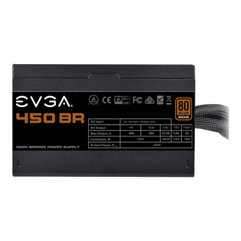 پاور کامپیوتر اوگا ظرفیت 450 وات مدل EVGA 450BR غیر ماژولار استاندارد 80 پلاس برنز