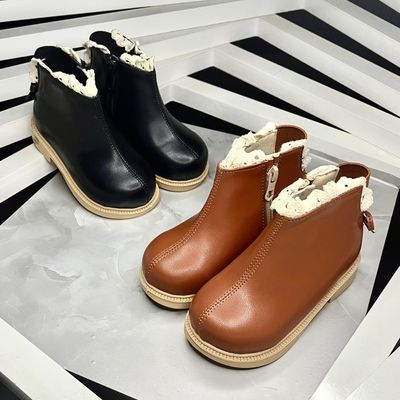 نیم بوت دخترانه مدل نازلی - عسلی و مشکی،پشت پاپیونی