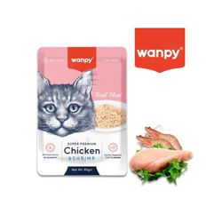 پوچ گربه ونپی سوپر پرمیوم طعم مرغ و میگو وزن 85 گرم | Wanpy Cat Pouch Super Premium Chicken & Shrimp 85g