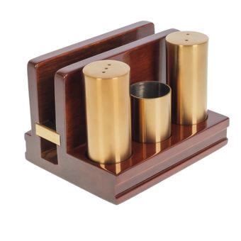 ست پنج پارچه نمکدان و فلفل‌پاش مدل فلورانس – گلد پایه فندقی