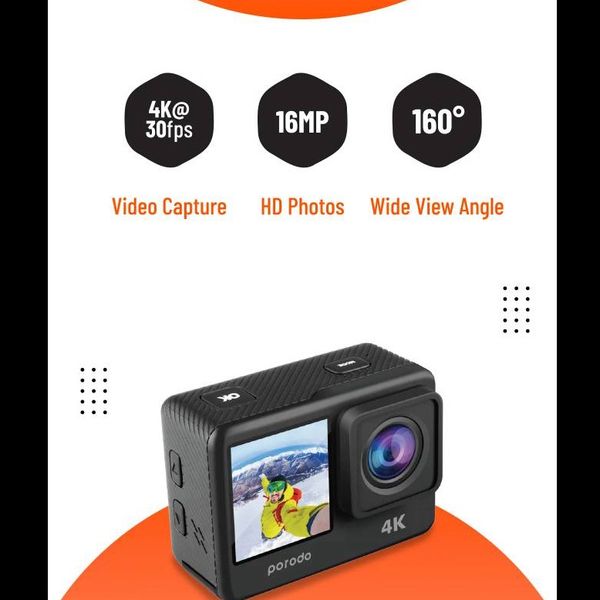 دوربین ورزشی (Action Camera) برند Porodo Lifestyle مدل Go Act  کد PD4KACAMBK