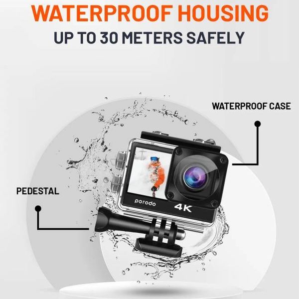 دوربین ورزشی (Action Camera) برند Porodo Lifestyle مدل Go Act  کد PD4KACAMBK
