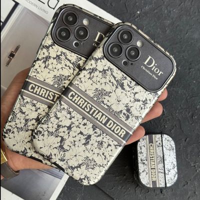 قاب موبایل آیفون دیور گلدار نقره ای محافظ لنزدار